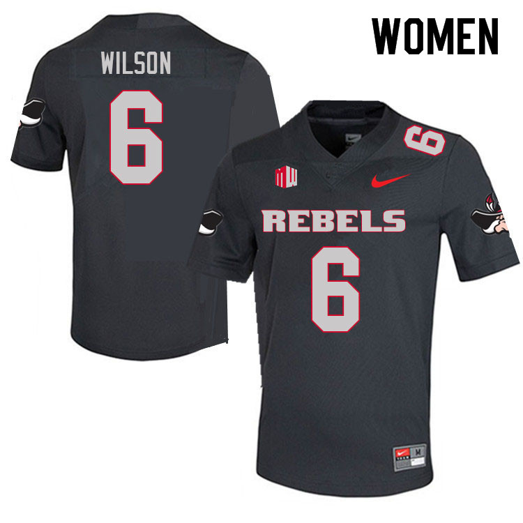Women #6 Jayvaun Wilson UNLV Rebels College Football Jerseys Sale-Charcoal - Click Image to Close